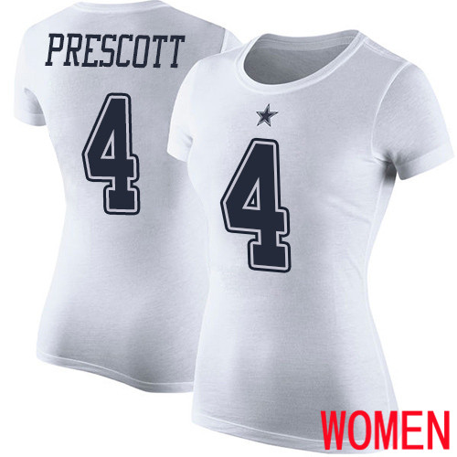 Women Dallas Cowboys White Dak Prescott Rush Pride Name and Number #4 Nike NFL T Shirt->youth nfl jersey->Youth Jersey